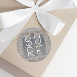 Pegatina Redonda Tablero de Surf de Madera Flotante Personalizado c