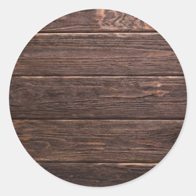 Pegatina Redonda Tableros de pared de madera marrón Textura (Anverso)