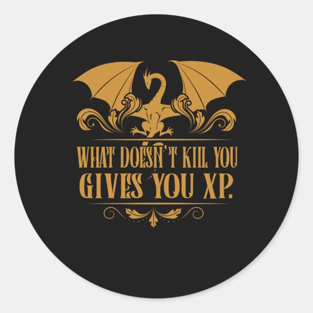 Pegatina Redonda Tabletop RPG Addict XP Dragon Dungeons (Anverso)