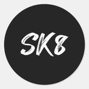 Pegatina Redonda Tablón de skate divertido Sk8 Patinar Patineta Pat