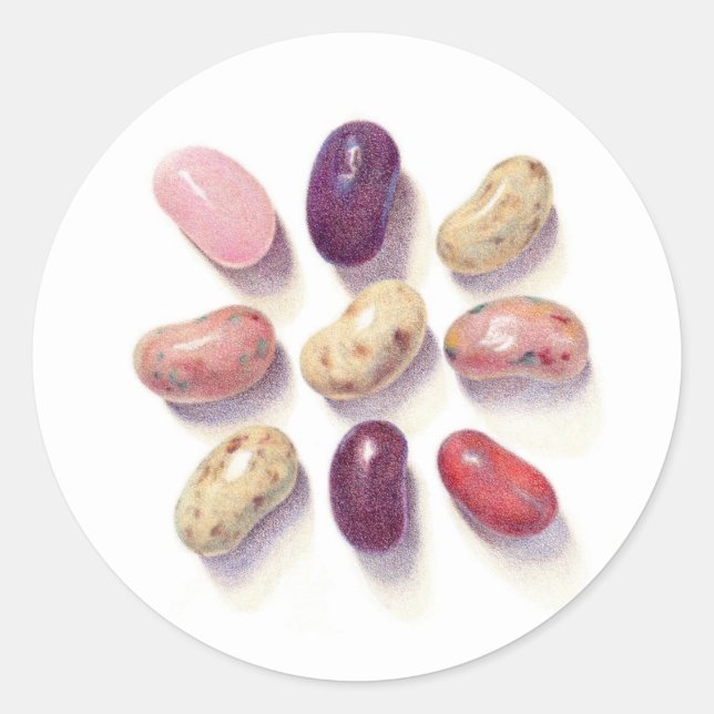 Pegatina Redonda TAC TIC TOE JELLY BEANS PEQUEÑOS Pegatinas redondo (Anverso)