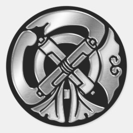 Pegatina Redonda Tachibana Clan Kamon Silver Chrome