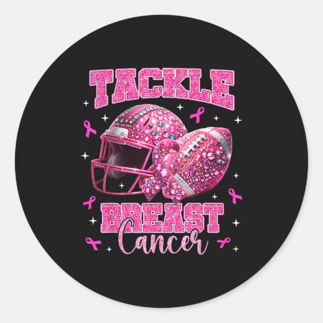 Pegatina Redonda Tackle Breast Cancer Awareness American Football N (Anverso)