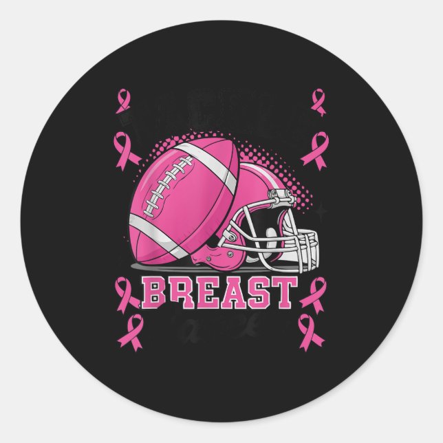 Pegatina Redonda Tackle Breast Cancer Awareness Nk Ribbon Football  (Anverso)