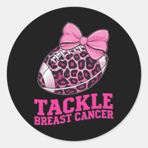 Pegatina Redonda Tackle Conciencia del Cáncer de Mama Fútbol Americ