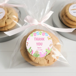 Pegatina Redonda Taco acerca de diversión fiesta de cumpleaños chic