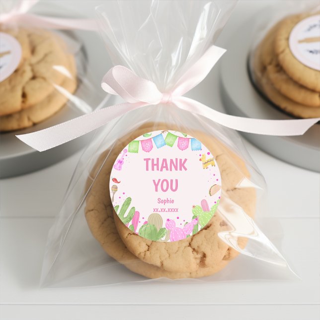 Pegatina Redonda Taco acerca de diversión fiesta de cumpleaños chic (Subido por el creador)