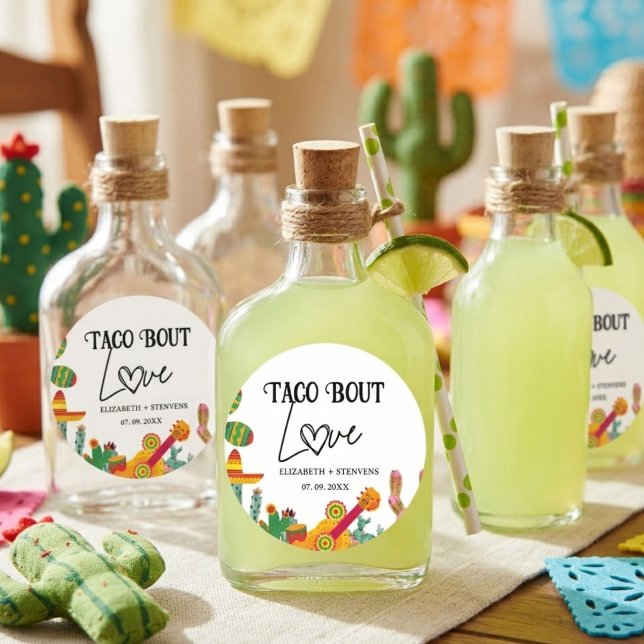 Pegatina Redonda Taco acerca de la fiesta de compromiso de amor (Subido por el creador)