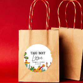 Pegatina Redonda Taco acerca de la fiesta de compromiso de amor
