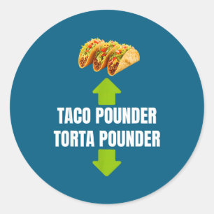 Pegatina Redonda Taco Bajo Torta Bajo Amante de la Torta Divertido 