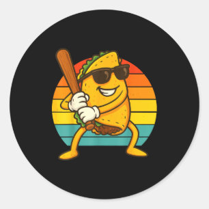 Pegatina Redonda Taco béisbol cinco de mayo
