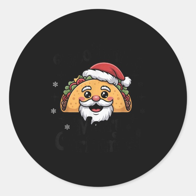 Pegatina Redonda Taco ‘bout A Merry Christmas Food Puns Mexican San (Anverso)