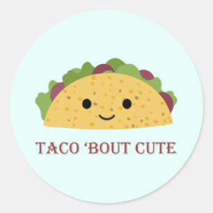 Pegatina Redonda Taco Bout Cute Kawaii Taco