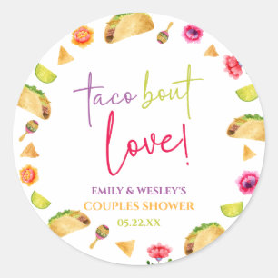 Pegatina Redonda ¡Taco Bout Love! Fiesta Boda Couples Shower