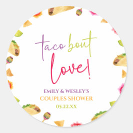 Pegatina Redonda ¡Taco Bout Love! Fiesta Boda Couples Shower