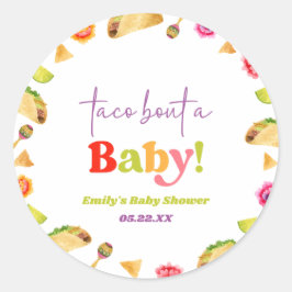 Pegatina Redonda ¡Taco Bout Un Bebé! Fiesta Baby Shower