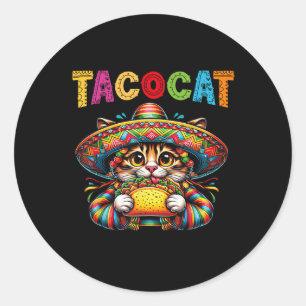 Pegatina Redonda Taco Cat Para Mujeres Y Campeones; Niños - Tacocat