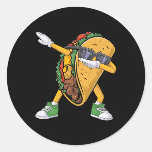 Pegatina Redonda Taco Dabbing Cinco De Mayo Divertido Hombres Chico