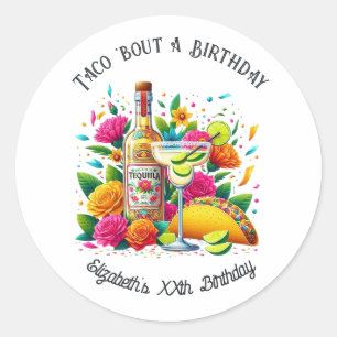 Pegatina Redonda “¡Taco de Cumpleaños!” Fiesta