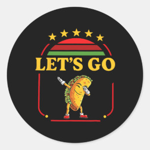 Pegatina Redonda Taco de Dabbing divertido vamos a taco 3