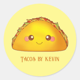 Pegatina Redonda Taco de la cáscara dura de la carne subterránea me