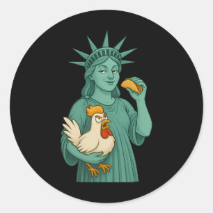 Pegatina Redonda Taco de pollo Estatua de la Libertad Trump Siempre