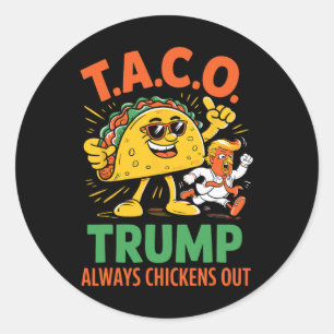Pegatina Redonda Taco Divertido Trump Siempre se Rinde Gráfico