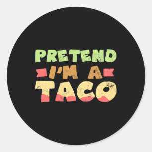 Pegatina Redonda Taco Halloween Disstume Diseño de Disfraces Preten
