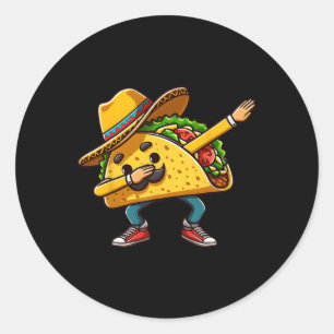 Pegatina Redonda Taco mexicano cinco de mayo de niños tumbados