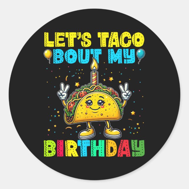 Pegatina Redonda Taco por mi Fiesta Bo (Anverso)