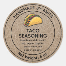 Taco Seasning Blend Jar Label Kraft Paper Style