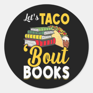 Pegatina Redonda Taco sobre libros hace cinco mil libros