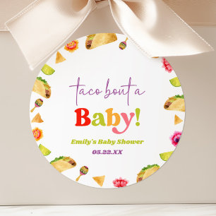 Pegatina Redonda ¡Taco Sobre Un Bebé! Fiesta de Baby Shower