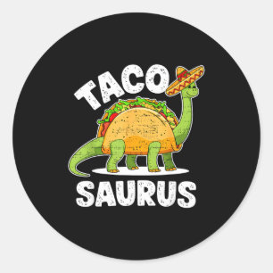 Pegatina Redonda Taco t rex dinosaur dino cinco de mayo niños