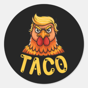 Pegatina Redonda Taco Taco Trump siempre se ríe divertido
