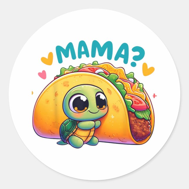 Pegatina Redonda Taco Tequila Mama Cinco De Mayo (Anverso)