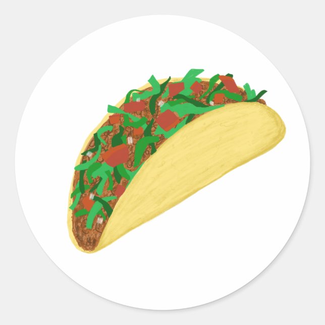Pegatina Redonda Taco Time - comamos tacos (Anverso)