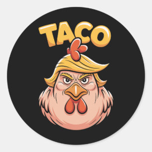 Pegatina Redonda Taco Trump siempre elimina el humor político