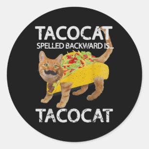 Pegatina Redonda Tacocat Funny Cat Taco Lover Tee Kitty Tacos Shirt