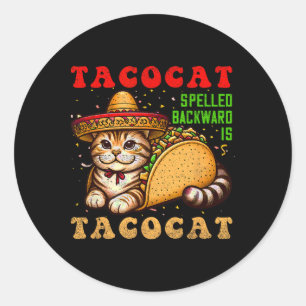 Pegatina Redonda Tacocat Hpelado Tacos Y Gatos Cinco De Mamáes