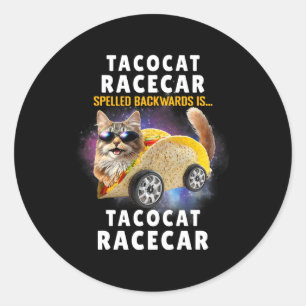 Pegatina Redonda Tacocat Racecar Ordena Hacia Atrás Ca Mexicana Gra