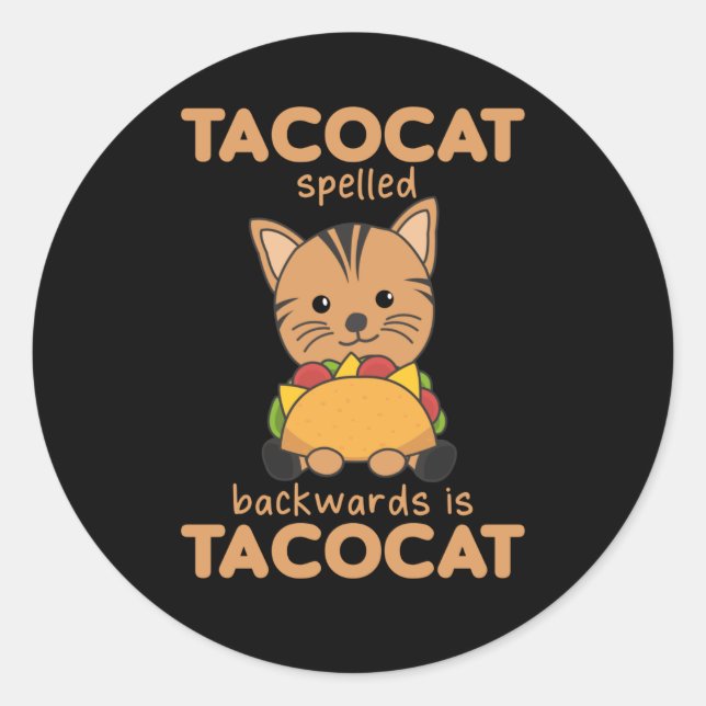 Pegatina Redonda Tacocat Spelled Back Is Tacocat - Love (Anverso)