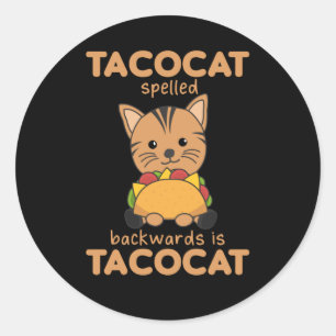 Pegatina Redonda Tacocat Spelled Back Is Tacocat - Love