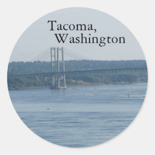 Pegatina Redonda Tacoma, Washington