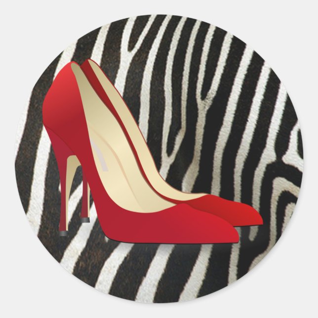 Pegatina Redonda tacones altos rojos (Anverso)
