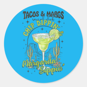 Pegatina Redonda Tacos de mujeres Margs Social Club Chip Dippin