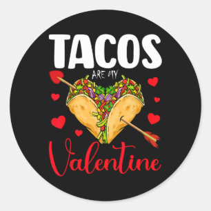 Pegatina Redonda Tacos Divertidos Son Mi San Valentín Feliz Día de 
