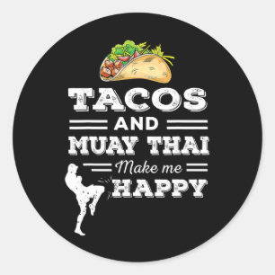Pegatina Redonda Tacos Divertidos Y Regalo Para Amante De Muay Thai