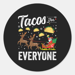 Pegatina Redonda Tacos Para Todos Los Navidades Taco Funny Xmas San