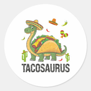 Pegatina Redonda Tacosauro Dinosaurio Taco T Rex Funny Cinco De May